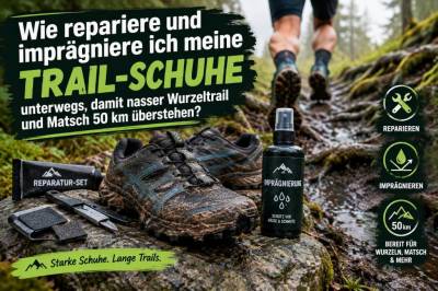 Wie repariere und imprägniere ich meine trail‑schuhe unterwegs, damit nasser wurzeltrail und matsch 50 km überstehen