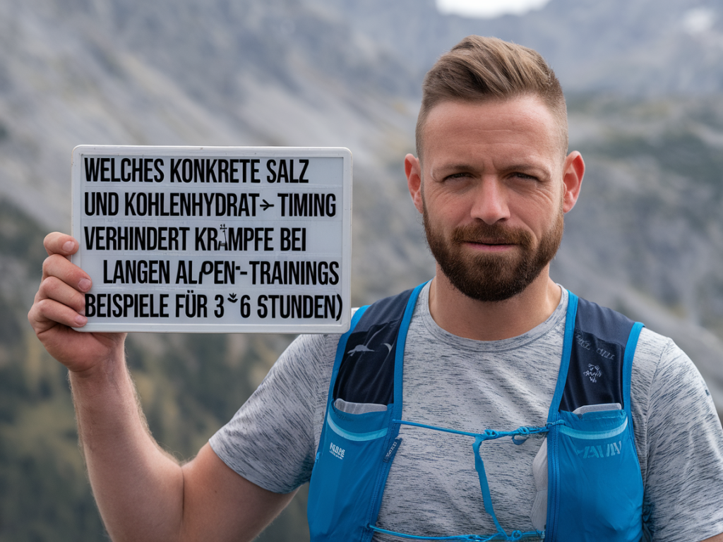 Welches konkrete Salz‑ und Kohlenhydrat‑Timing verhindert Krämpfe bei langen Alpentrainings (Beispiele für 3–6 Stunden)